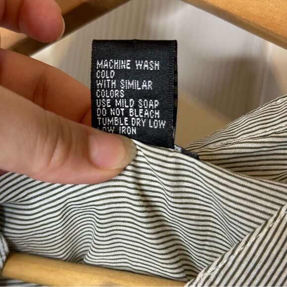 Y2K Wet Seal Green White Pleated Striped Blouse Sz L Cottagecore Western Retro - Picture 6 of 6